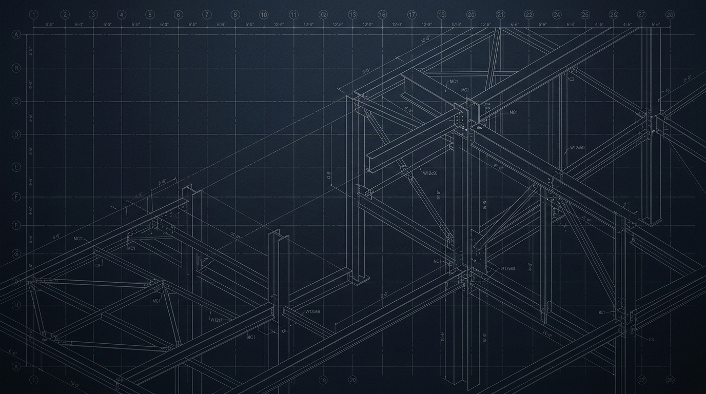 Structural Steel CAD Blueprint Banner
